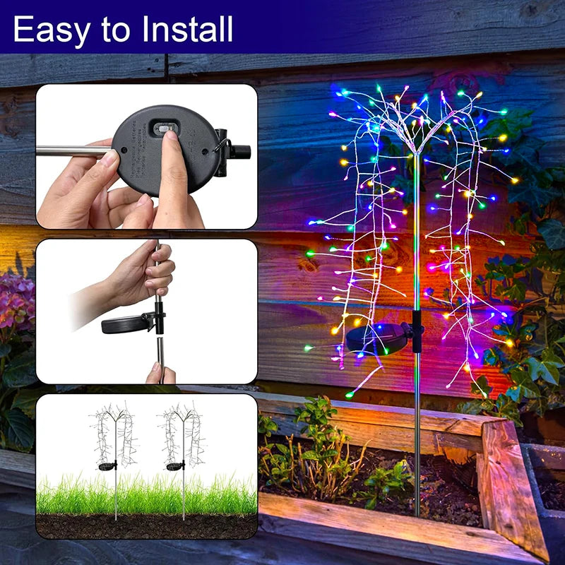 Solar Fairy Lights Outdoor Garden Waterproof Flower Lights For Yard Outside Patio Lawn Pathway Decorative Lamp 1pcs