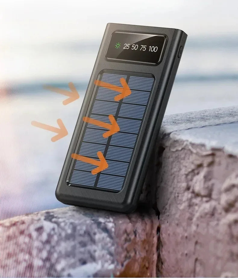 500000MAH 200000mAh 300000mAh Solar BCAK Power Bank, Convenient Ultra-thin Built-in Cable, Outdoor Camping Mobile Power Supply