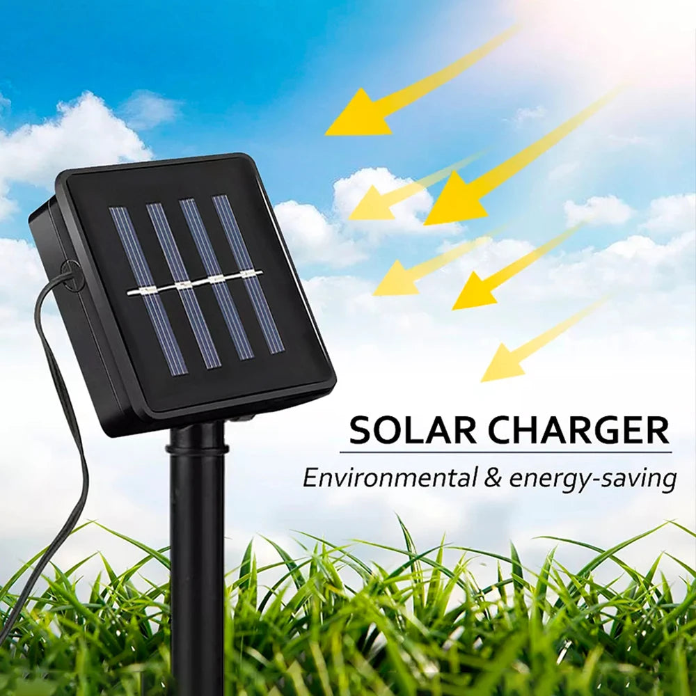 12 LED Solar Butterfly Lamp String Optical Fiber Optic Fairy Light Waterproof Christmas Outdoor Garden Holiday Decoration