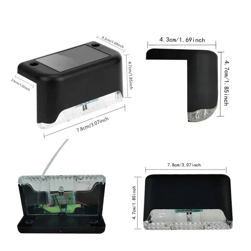 4 Pack Solar Wall Lights for Deck Step Railing Patio Stair Yard Garden Decoration Solar LED Light Outdoor Holiday Lighting