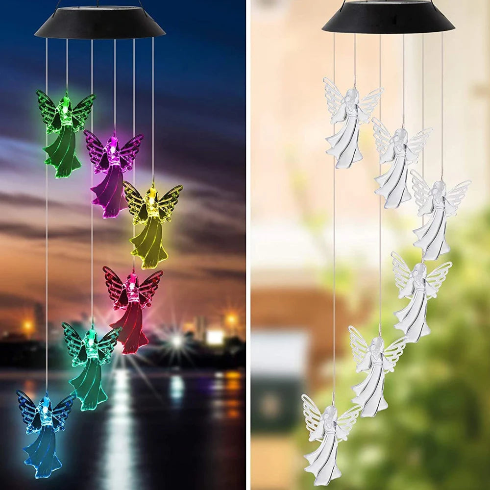 Solar Light Butterfly Windchime Light Rechargeable Christmas All Hallows' Day Party Atmosphere Landscape Balcony Decoration Lamp