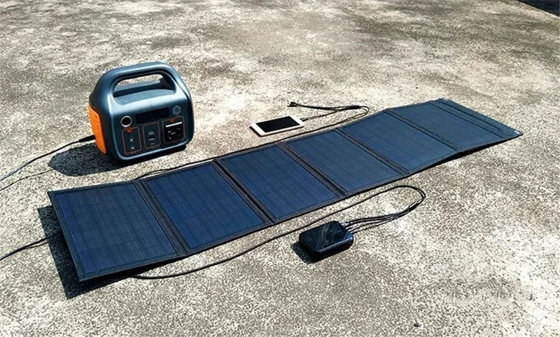 120W Solar Panel Folding Bag USB+DC Output Solar Charger Portable Foldable Solar Charging Device Outdoor Portable Power Supply