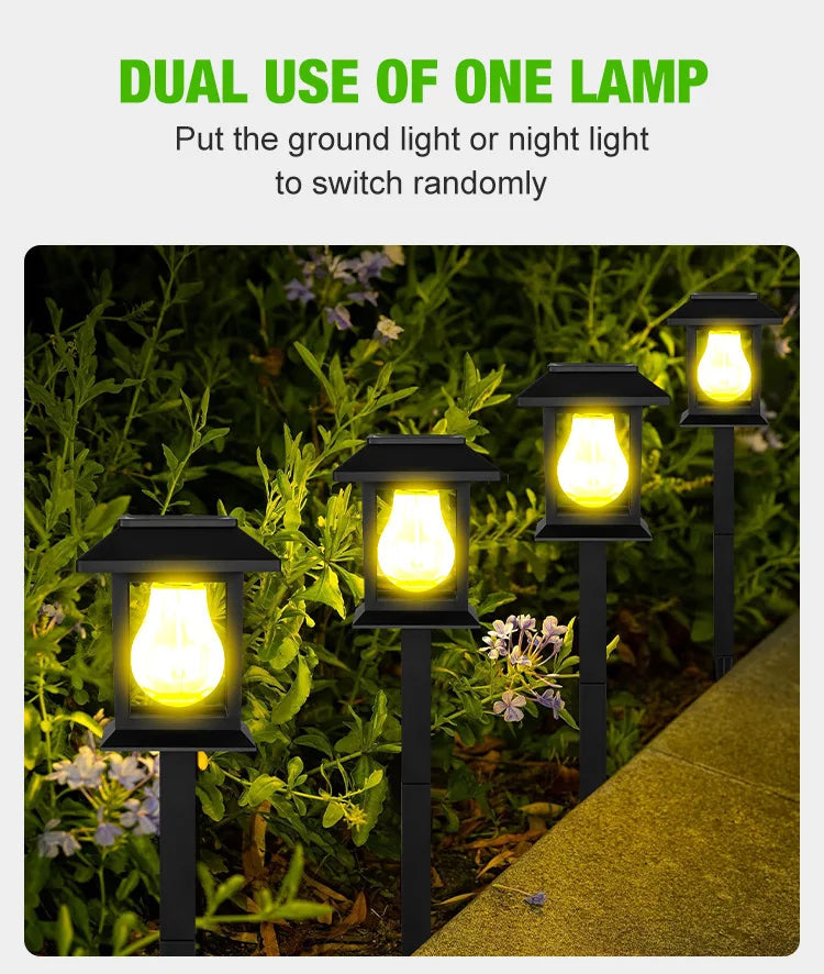 2 Pack Solar Pathway Light Outdoor Garden Lantern Waterproof Lighting Landscape Light Yard Patio Walkway Driveway Camping Decor