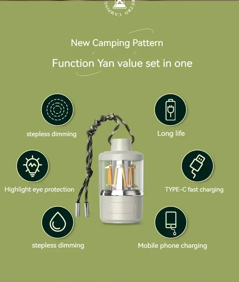 Solar Camp Lantern - IPX7 Waterproof with 360° Magnetic Base & Rechargeable