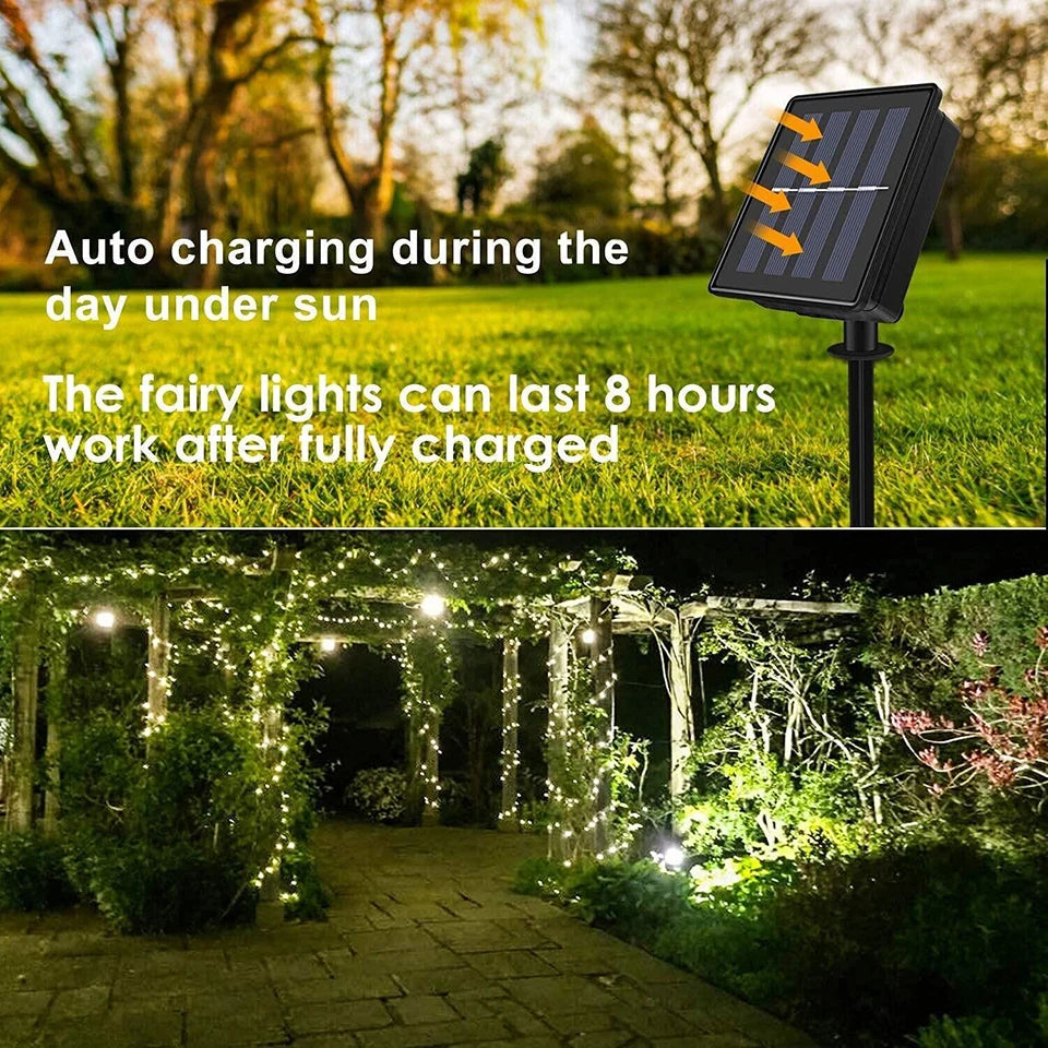32M Solar String Fairy Lights Christmas Lights Outdoor Waterproof Garland Solar Power Lamp Christmas For Garden Decoration