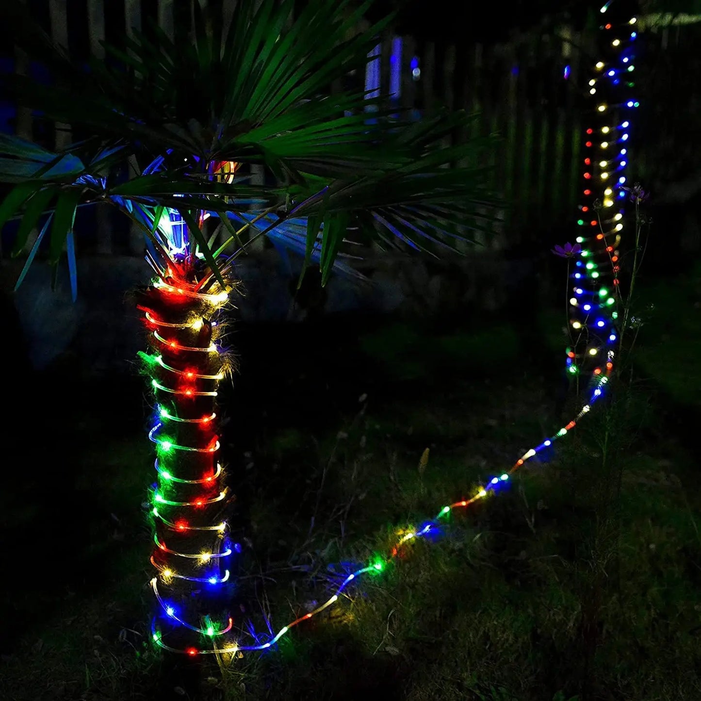 12m/22m/32m Solar powered Christmas Tree Flexible Fairy Tube Rope String Lights w/Remote control Copper Wire Outdoor Decoration
