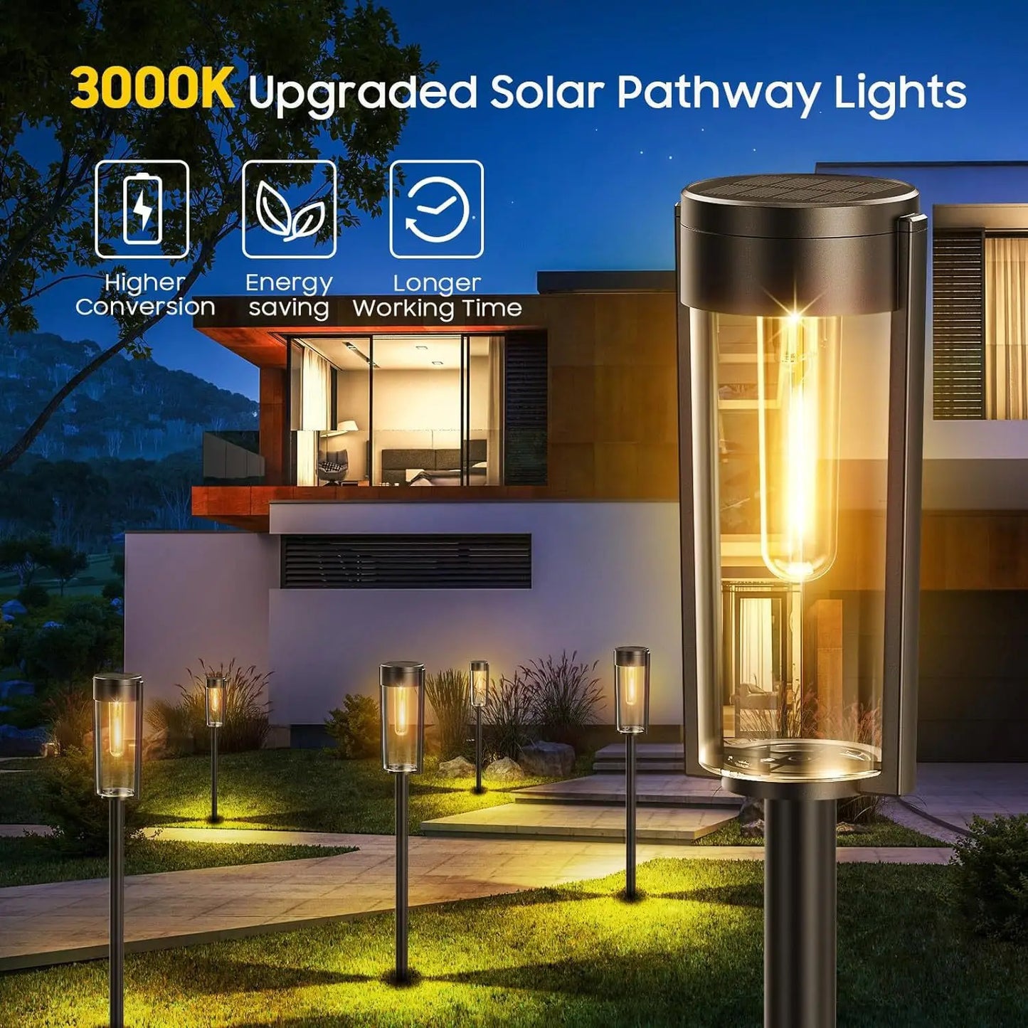LED Solar Pathway Lights Outdoor Garden Lamp Waterproof Landscape Lights Lights Walkway Driveway Lawn Patio Garden Decor
