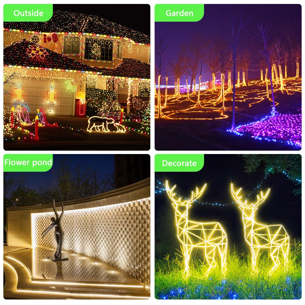 Solar LED Strip Light 8 Modes Fairy Lights Atmosphere IP67 Waterproof 5M 10M Wall Decoration Solar Lamp Christmas Colorful