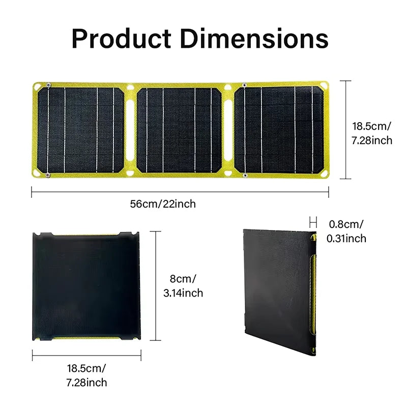 Outdoor Flexible Solar Panel 5V 30W 40W Portable Battery Mobile Phone Charge PD QC 3.0 9V 12V for USB A C Cells Power Bank