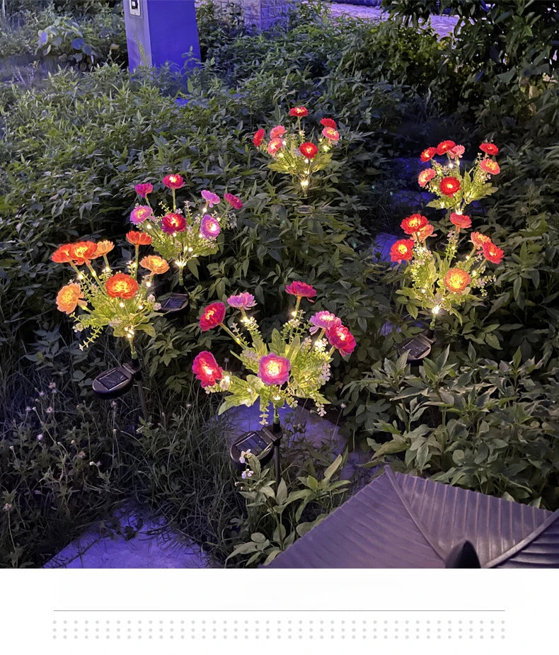 Solar Carnations Flower Lights Snow Lotus Outdoor Decoration Courtyard Garden Villa Atmosphere Lawn Ground Lights