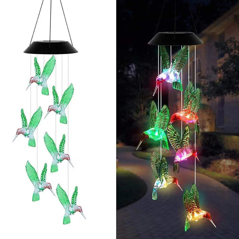 Solar Light Butterfly Windchime Light Rechargeable Christmas All Hallows' Day Party Atmosphere Landscape Balcony Decoration Lamp