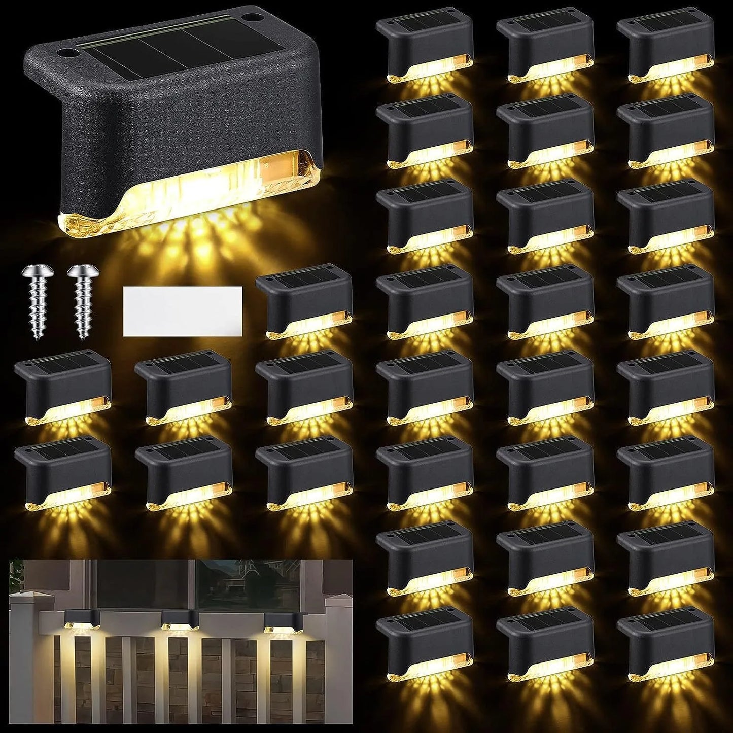 4-32 Pack LED Solar Step Lamp Path Stair Outdoor Garden Lights Waterproof Balcony Light Decoration for Patio Stair Fence Light 
