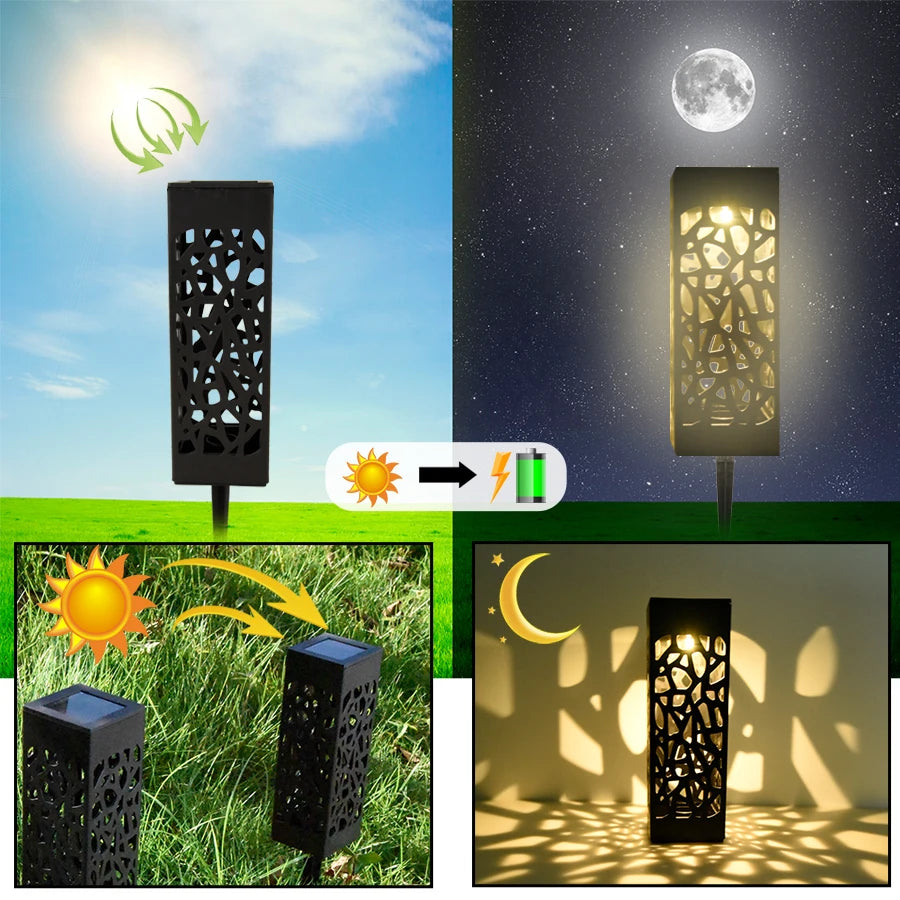 Solar Garden Light Outdoor Solar Hollow Lawn Lamp Decoration Lighting Waterproof For Pathway Yard Park Courtyard Sunpower