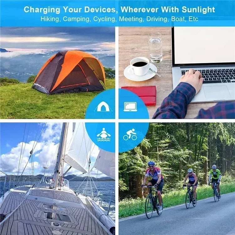 1000W Foldable Solar Panel USB Type C Mobile Phone Charging Waterproof Outdoor PC Hiking Camping Portable Battery Bank Charging