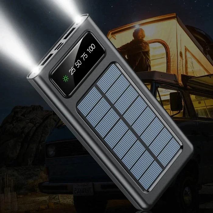 200000mAh Solar Power Bank Large Capacity Mobile Charging Outdoor Fast Charging 2 LED Light Suitable For iPhone Xiaomi Huawei