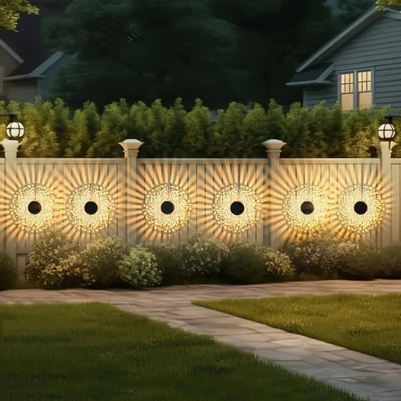 2-Pack Solar-Powered Outdoor Fence Lights IP65 Energy-Efficient Wallmounted Lights for Garden Patio Pathway Driveway Steps
