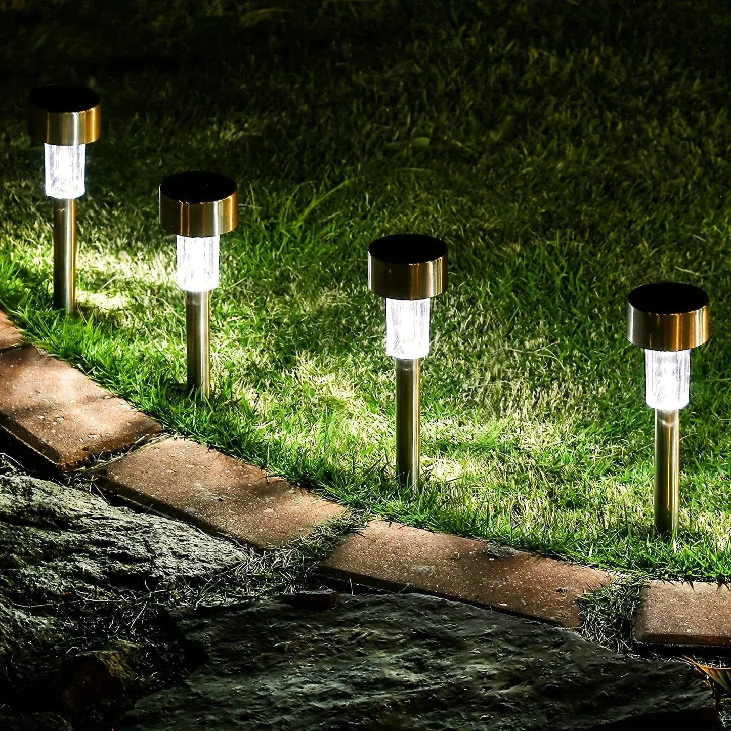LED Solar Pathway Lawn Lights Outdoor IP65 Waterproof Lantern Decoration Lamps for Garden Walkway Path Driveway Patio Yard Lawn
