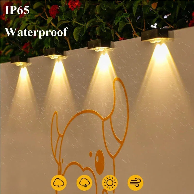 LED Solar Step Lamp Path Stair Outdoor Garden Lights Waterproof Balcony Light Decoration for Patio Stair Fence Light
