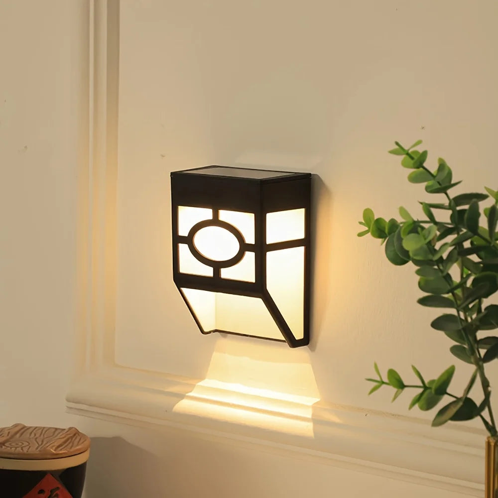Three solar-powered step/staircase/fence lights, garden outdoor waterproof staircase lights and light control, solar deck lights