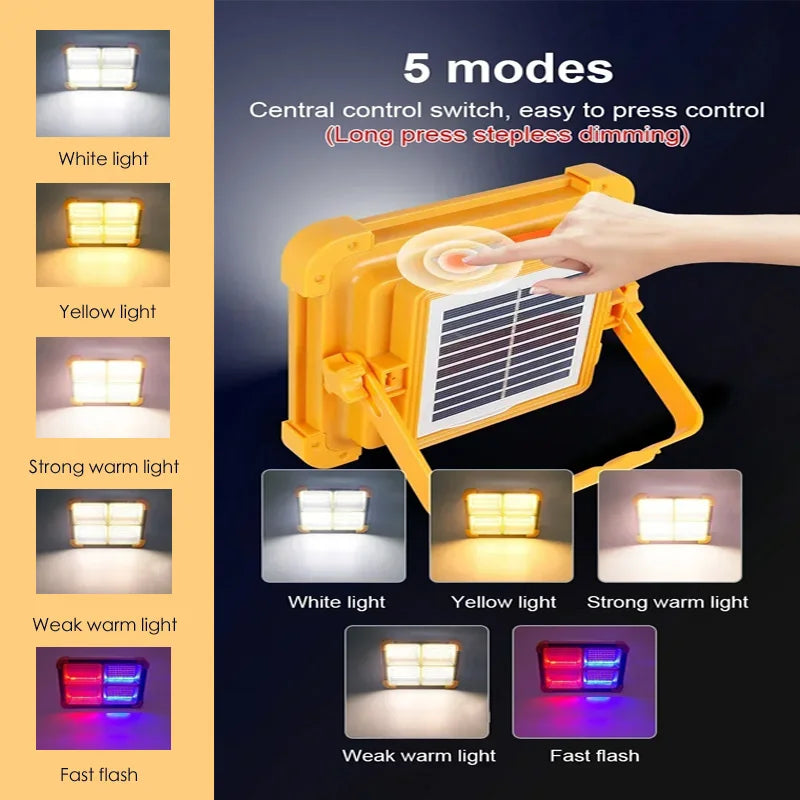 Solar Powered Led Streetlight Outdoor Portable Waterproof Flashlight Reflector Spotlight Projector Floodlight Construction Light