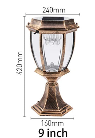 Villa Retro Column Lamps Solar Panel Spotlights LED Light Outdoor Pillar Solar Post Lamp For Patio Garden Decor IP55 Waterproof