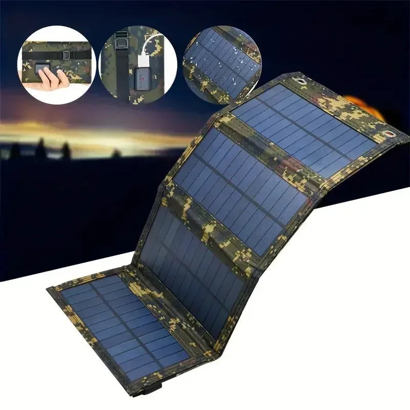20W Foldable Solar Panel 5V USB Portable Battery Charger for Cell Phone Outdoor Waterproof Power Bank for Camping Accessories