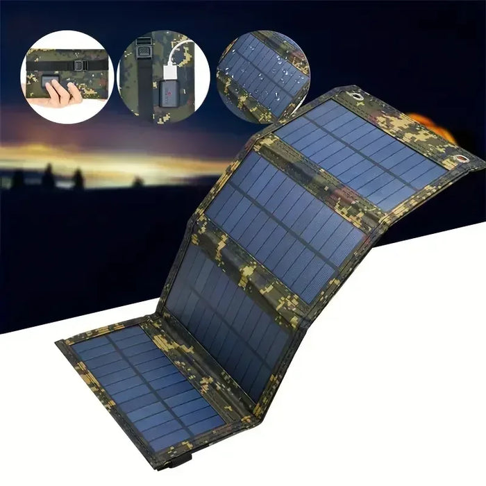 20W Foldable Solar Panel 5V USB Portable Battery Charger for Cell Phone Outdoor Waterproof Power Bank for Camping Accessories