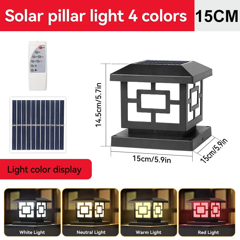 Solar Column Light Garden Solar Lamps Waterproof LED Solar Pillar Light Timed Remote Control LED Outdoor Lighting Courtyard Lamp