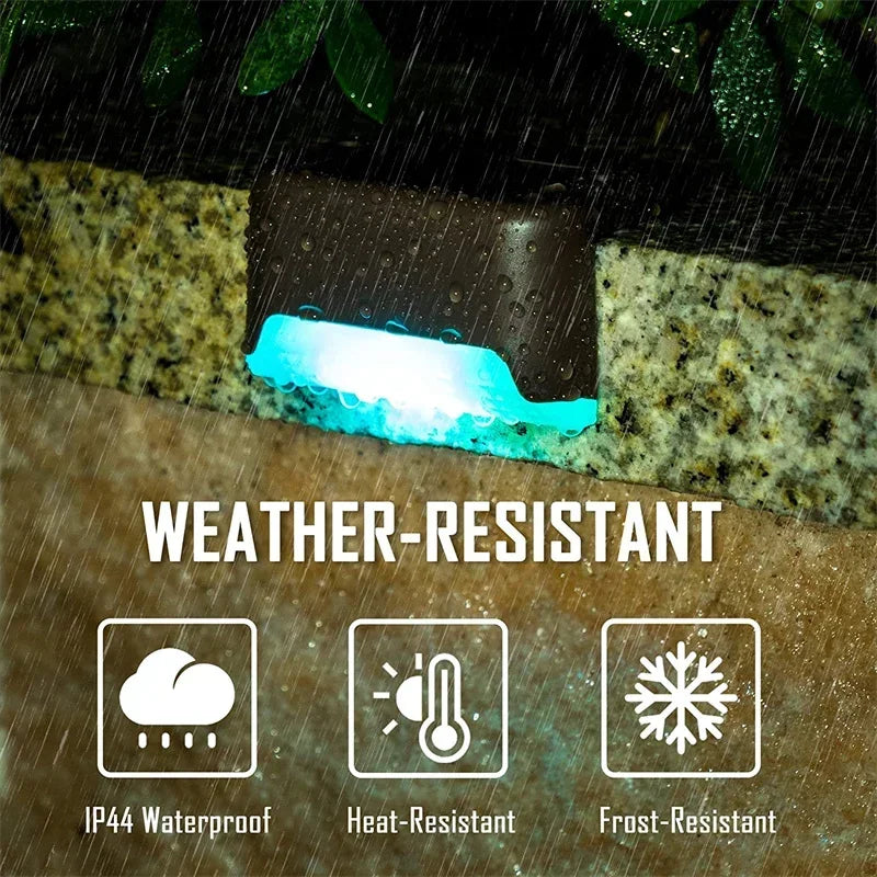 4Pack Solar Deck Lights LED Waterproof Outdoor Solar Powered Warm LED Step Lights for Decks Stairs Patio Yard Garden Decor Fence