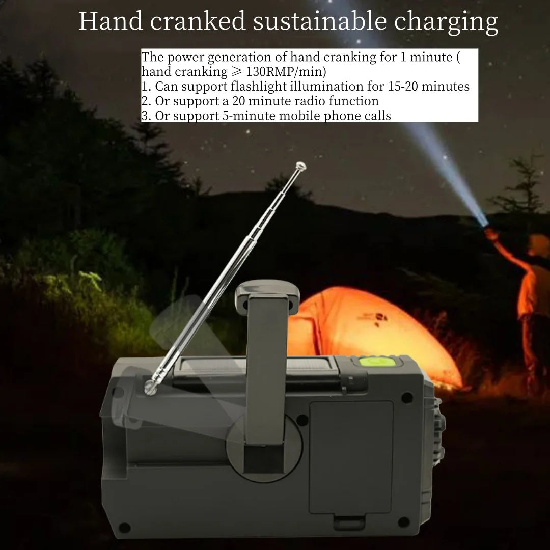 Hand Crank Solar Emergency Radio – Portable FM/AM/NOAA Weather Radio with Power Bank, Flashlight & Phone Charger
