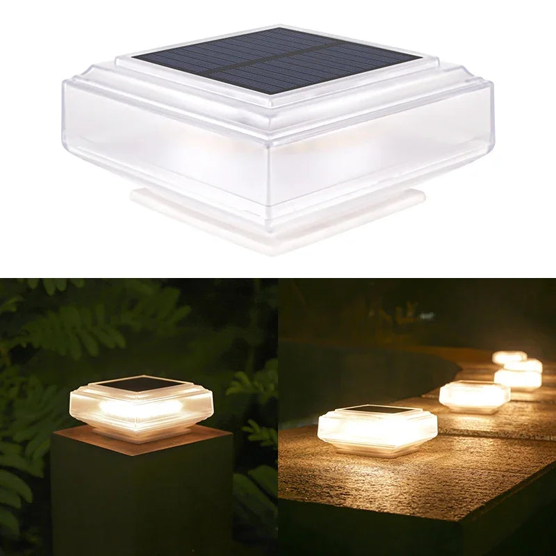 Led Solar Pillar Light, Post Caps Lights, Waterproof Fence Post Lamp Outdoor, for Garden Wooden Posts Lawn Camping Summer Deco