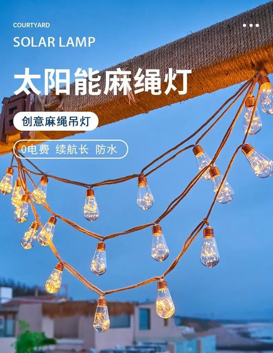 Solar Patio String Light 7m 16 Bulbs 8 Modes Fairy Light Outdoor Waterproof Lamp For Garden Fence Balcony Party Christmas Decor
