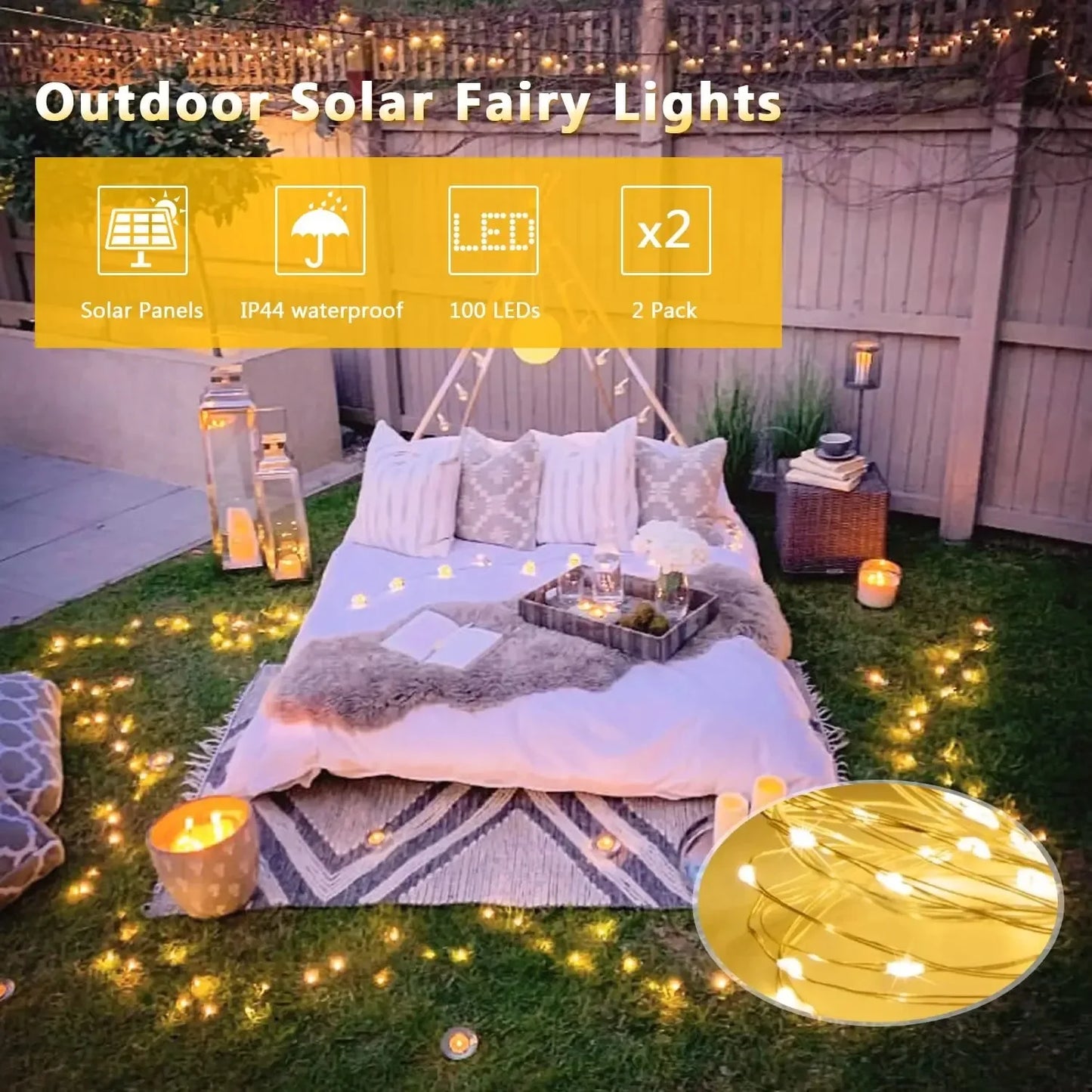Solar LED String Lights Outdoor Waterproof Festoon Garden Decor Christmas Fairy Garland String Lights