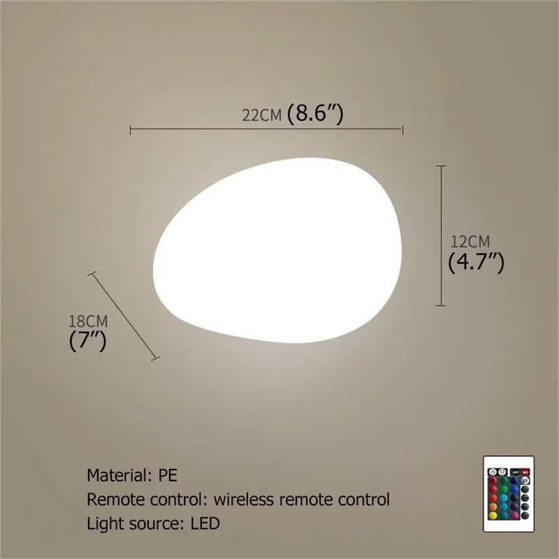 Solar Garden Lights Led Modern Creative White Stones Shape Waterproof IP65 with Remote Control Decor Home Courtyard Lawn Lamp