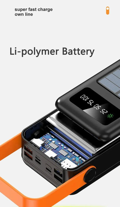 200000mAh Portátil Banco De Energia Solar Bateria Externa Carregamento Rápido à Prova Dwaterproof água Powerbank Com Lanterna