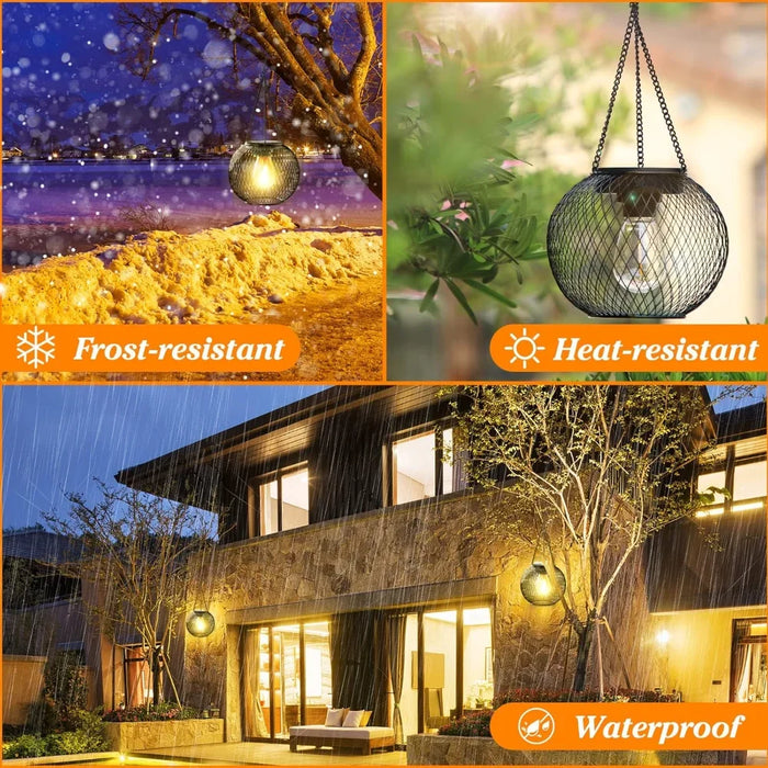 2 Pack Solar Powered Lanterns Automatic Lighting At Night with Hang Hook Design Waterproof Durable Decorative Lamp for Outdoor