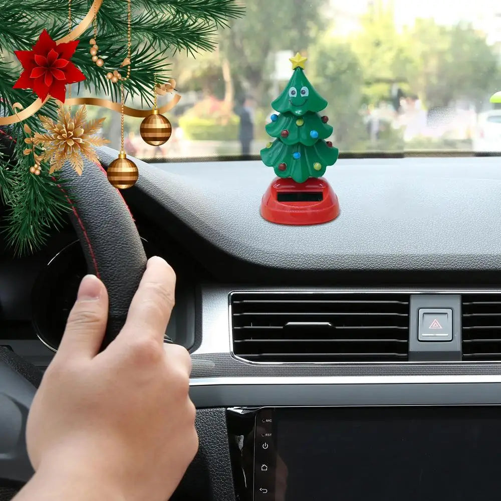 New Arrival Christmas Car Ornament 2024 Solar Dancing Christmas Tree Novelty Moving Christmas Tree For Car Dashboard