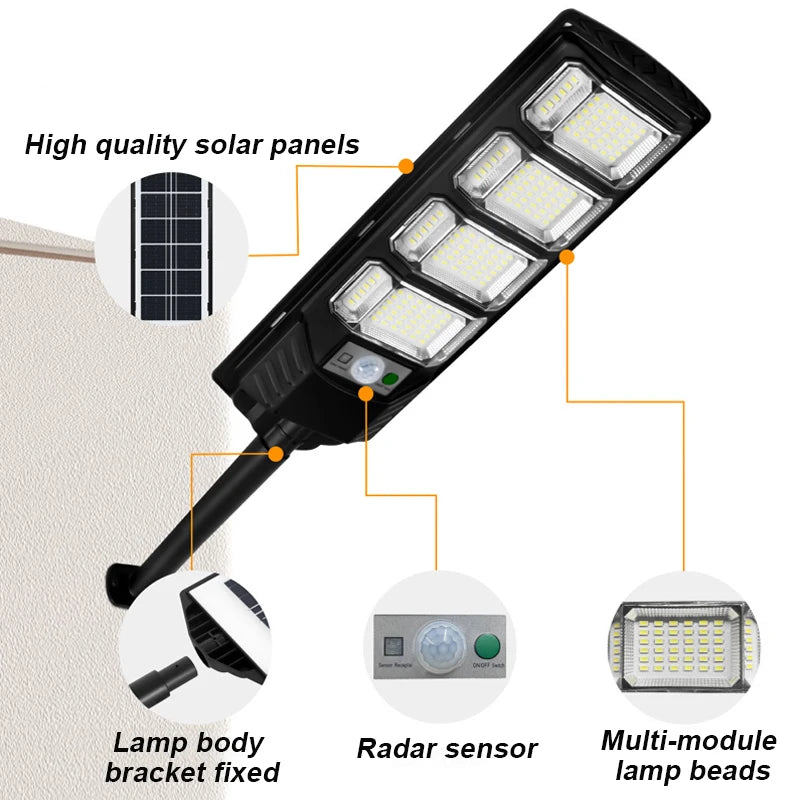 Super Powerful LED Solar Lights Outdoor With Motion Sensor 500㎡ Solar Lamp Ultra Bright Garden Street Light Courtyard Wall Lamps