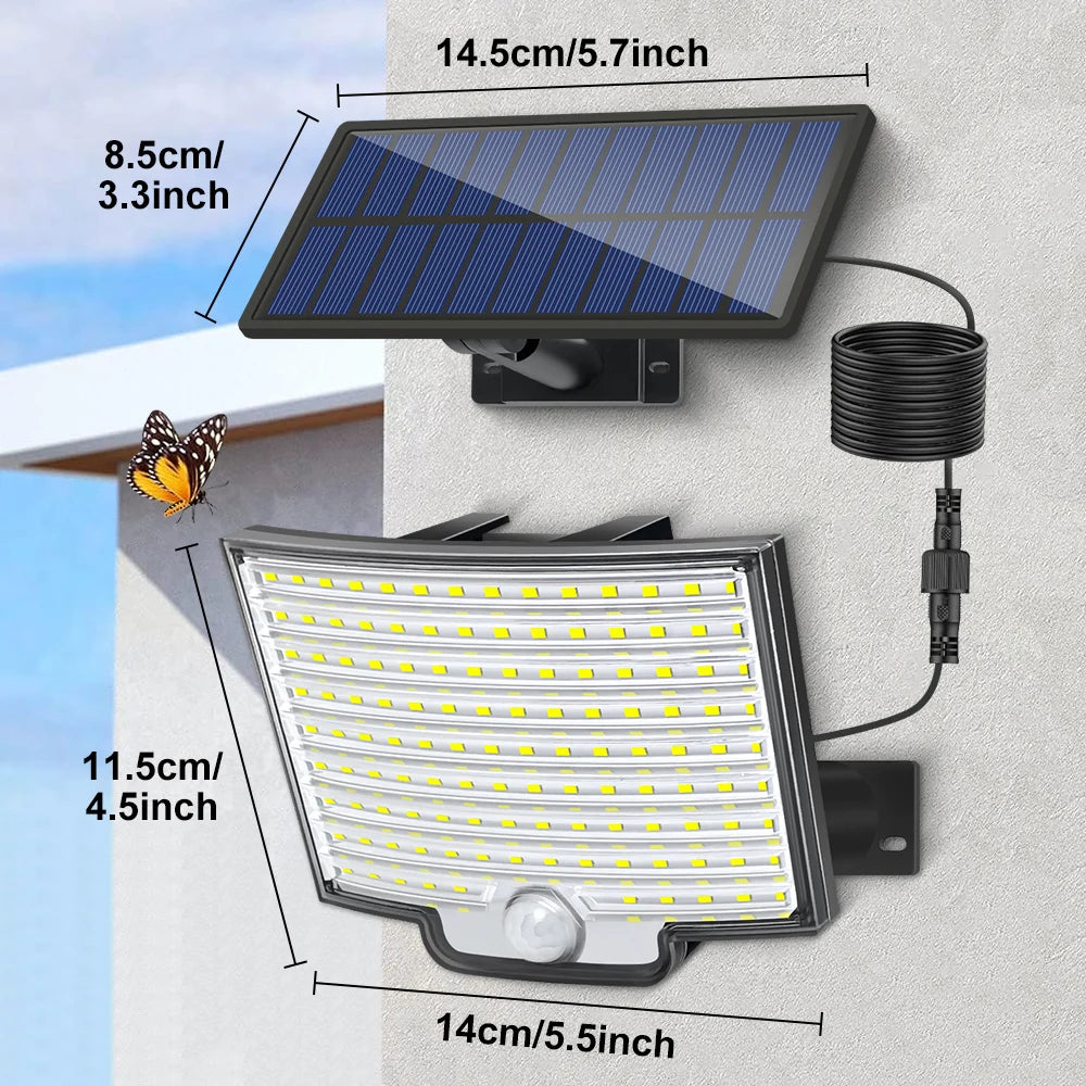 Solar Flood Lights Outdoor 122 LED Solar Motion Lights Remote Solar Security Lights Wall Lights Waterproof 3 Modes Garden