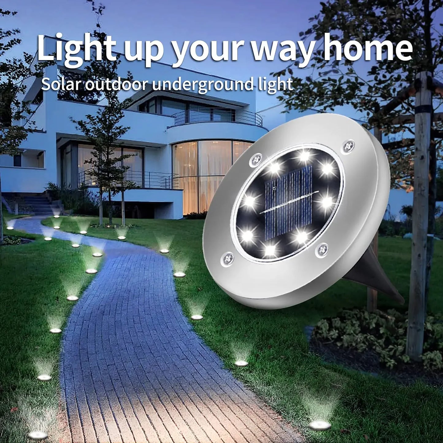1/2pcs/4pcs/8pcs Outdoor Solar Lights Buried Garden Decor 8/20LED Lamp Sunlight Power Disk Light Underground Yard Lawn Spotlight