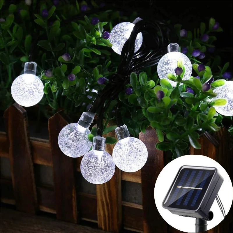 Solar Bubble Ball String Light,with 8 Lighting Modes,suitable for Gardenparty,and Yard Decoration