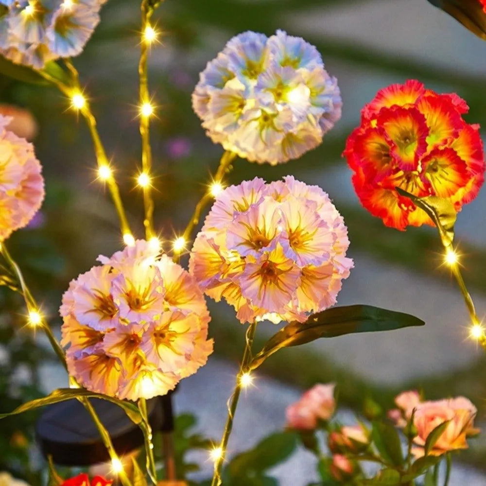 Waterproof Solar Flower Light with 3 Head Ground Mounted Simulation Flower Lamp Warm light Intelligent Light Sensing