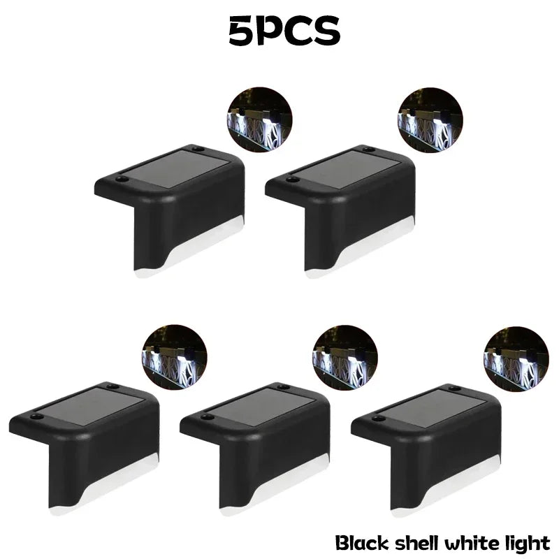 Solar Powered Step Lights Outdoor Courtyard Lights Fence Pole Lights Step Lights Decorative Landscape Lights Wall Fence Lights