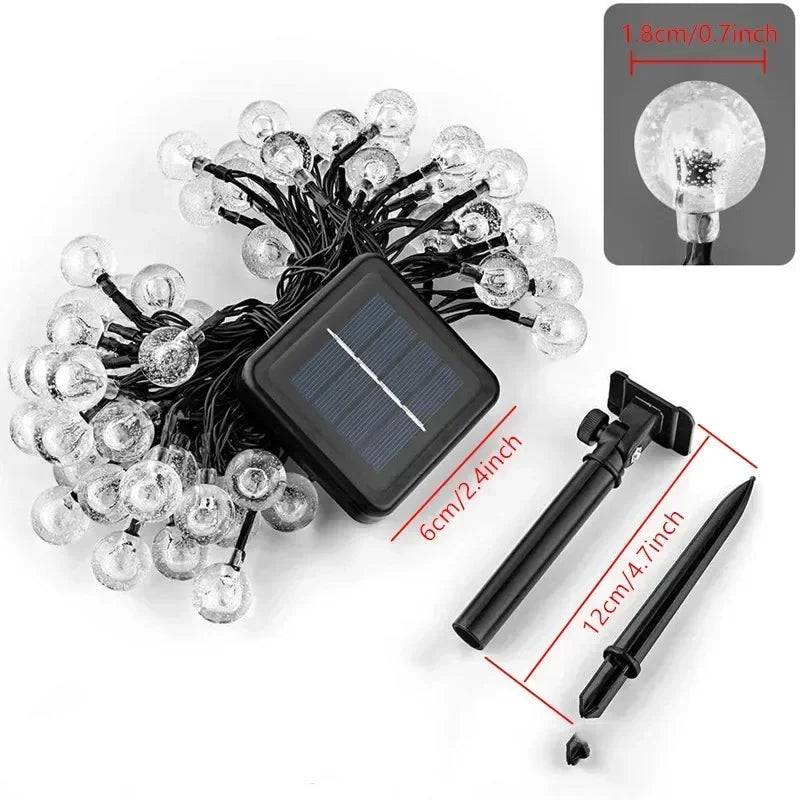Solar Bubble Light String 8 Lighting Modes LED Lights Holiday Garden Tree Yard Party Christmas Outdoor Street Camping Decoration