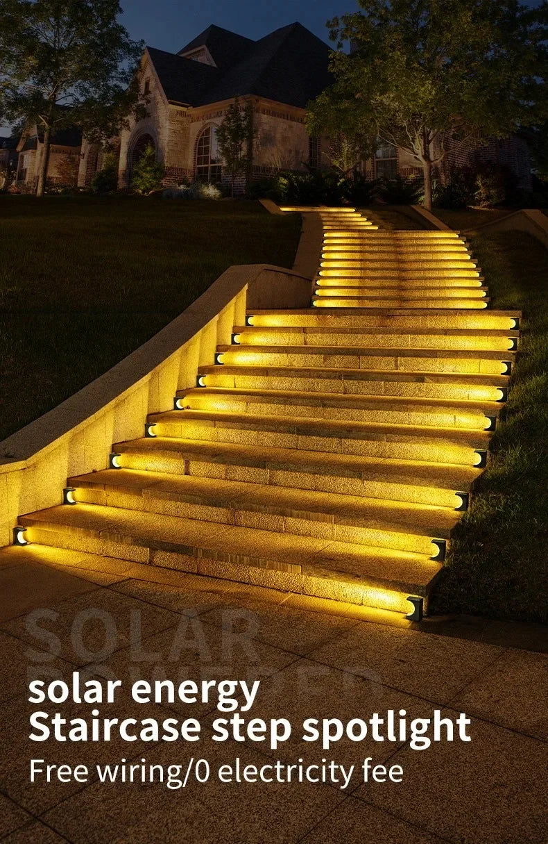 1/4PCS LED Step Lamp Solar Stair Light Outdoor IP65 Waterproof Solar Light for Garden Deck Path Balcony Decor Lighting