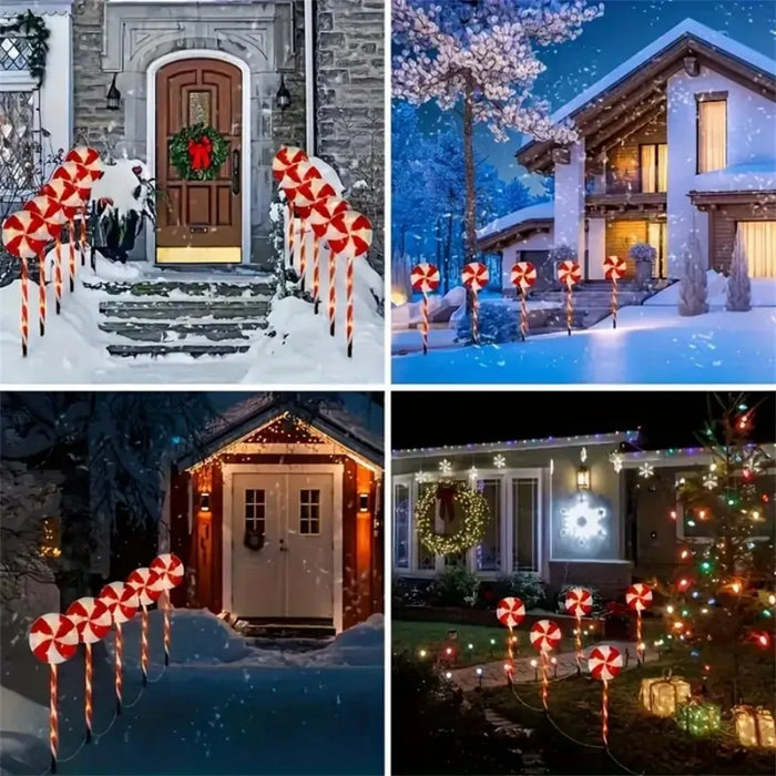 Solar-powered Christmas tree candy ground lights, holiday lawn scene decorations, ambiance lights, outdoor courtyard landscape l