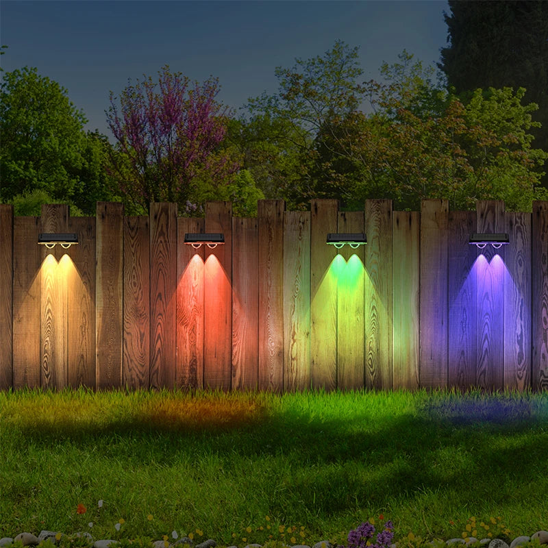LED Solar Fence Lights Outdoor Garden Solar Powered Wall Lights Waterproof Bright Landscape Lamp Deck Patio Yard Deck Decor
