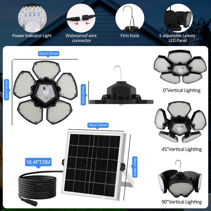 Solar Shed Light Indoor Outdoor Garage Balcony Motion Sensor Pandent Lights 156LEDS Waterproof Courtyard Security hanging Lamp