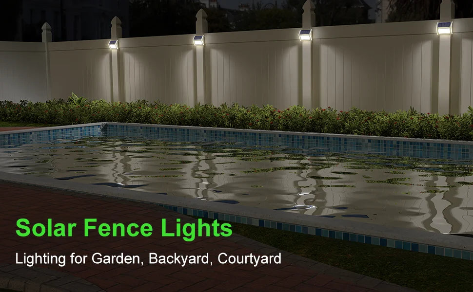 Solar Powered Deck Lights Waterproof Light Stainless Steel Security Wall Lamps for Step Walkway Patio Garden Pathway