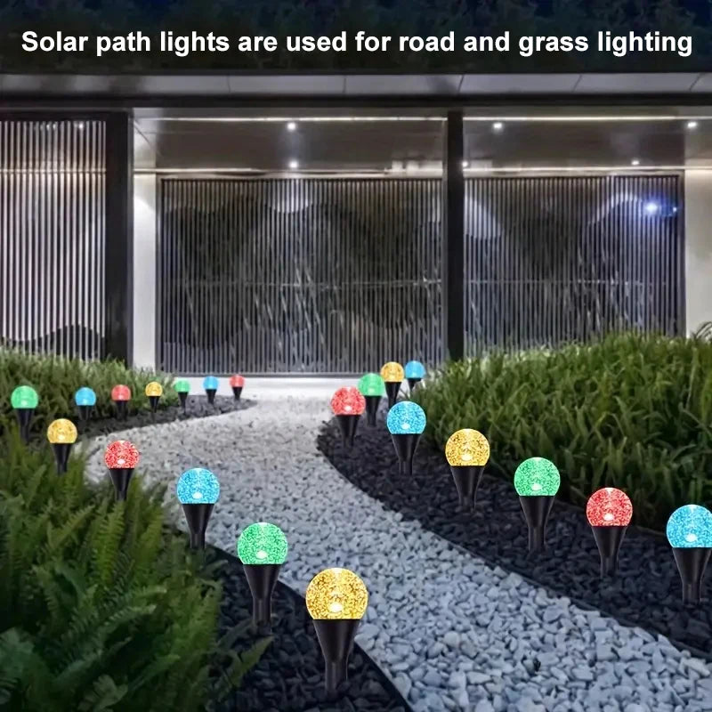 Solar Bubble Ball Pathway Lights Outdoor Waterproof Lawn Light Solar Garden Pilot Light String for Lawn Yard Road Decor Lighting